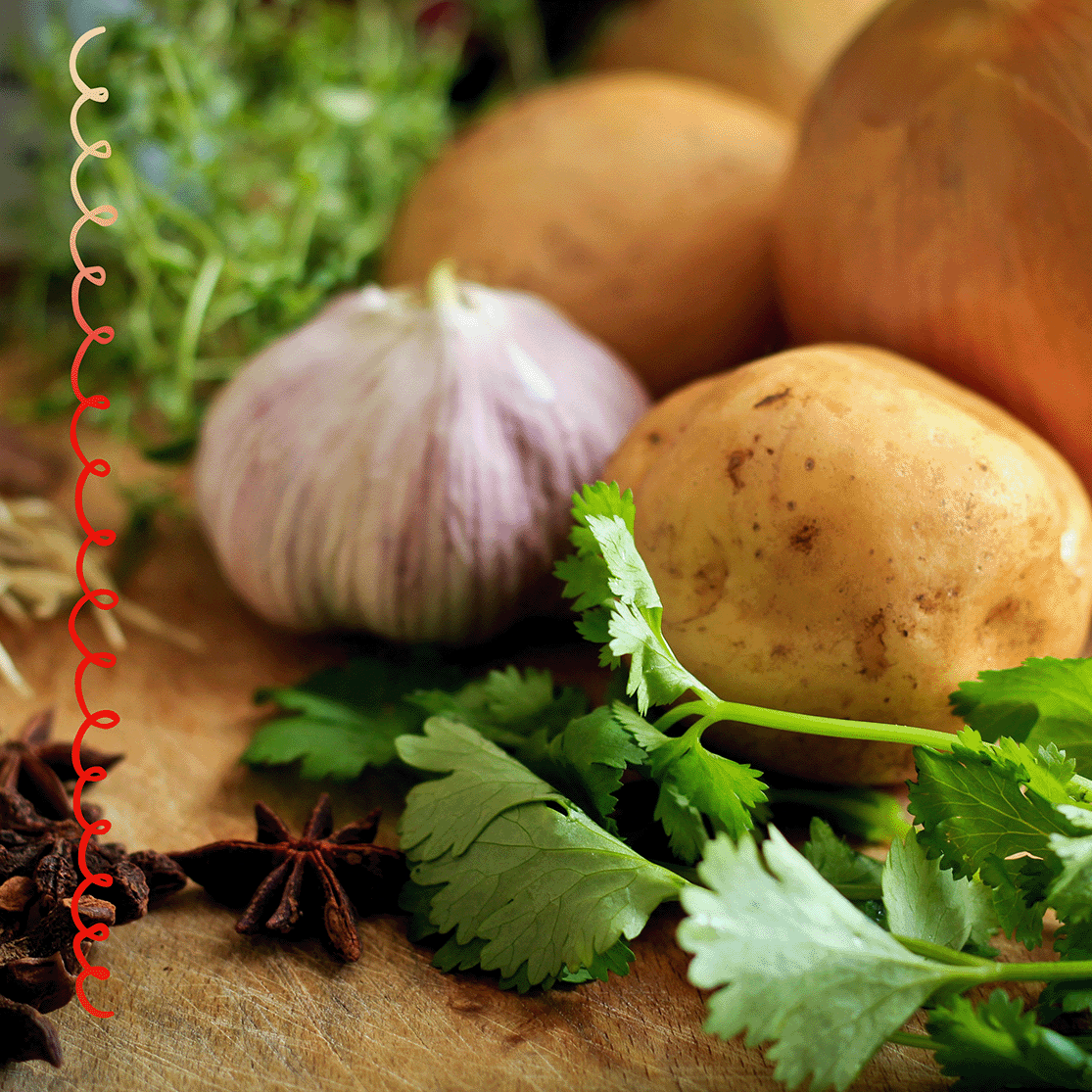 Fresh herbs and vegetables